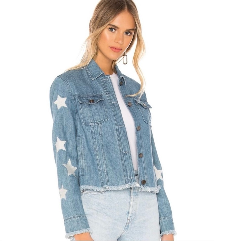 Cupcakes & Cashmere Affleck Embroidered Star Denim Jean Jacket Womens Small $135
